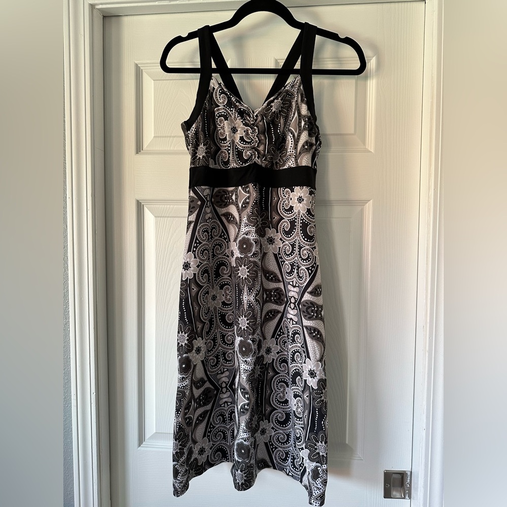 Prana Black and White Paisley Midi Dress